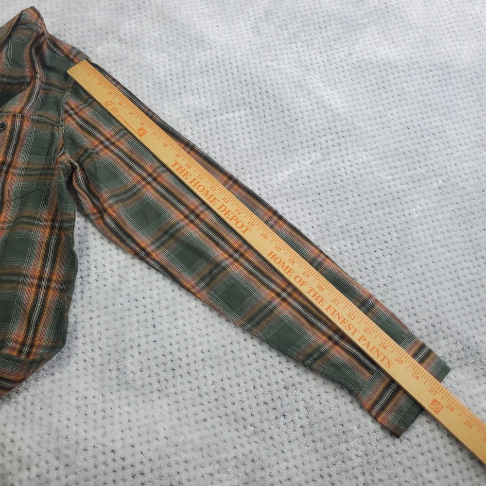 Prana Dolberg Flannel Shirt Mens Small Tall Kale Green Plaid Organic Cotton New - Picture 11 of 11